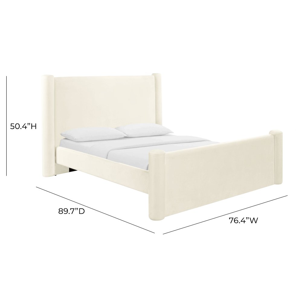 Athara Cream Velvet UK King Bed. Picture 8