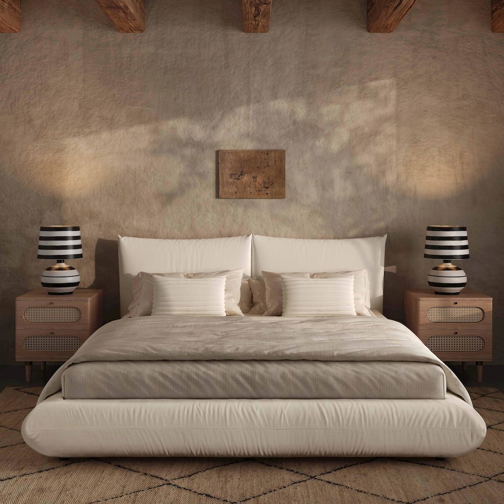 Romp Cream 100% Recycled Linen UK Super King Bed. Picture 2