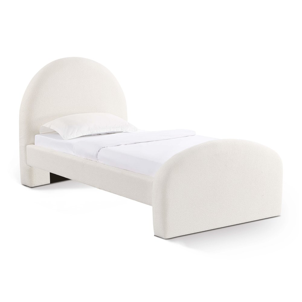 Moon Cream Boucle Twin Bed. Picture 1