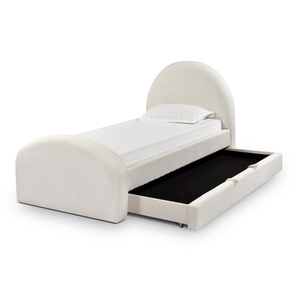 Moon Cream Boucle Twin Trundle Bed. Picture 1