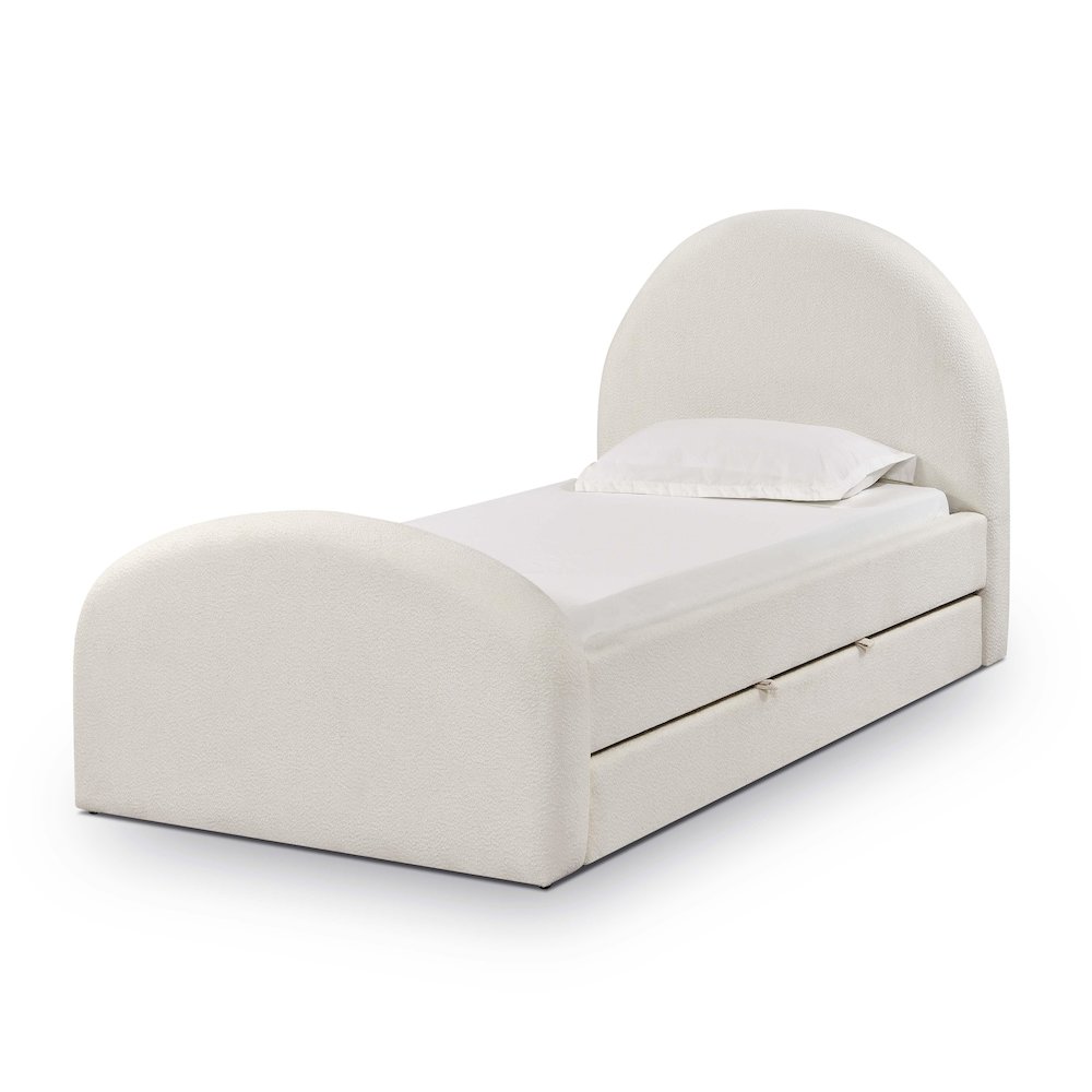 Moon Cream Boucle Twin Trundle Bed. Picture 3