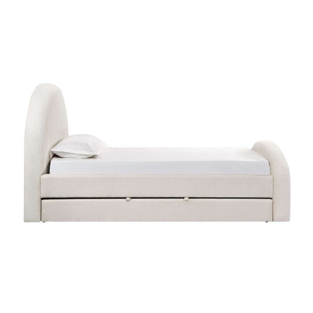 Moon Cream Boucle Twin Trundle Bed. Picture 5