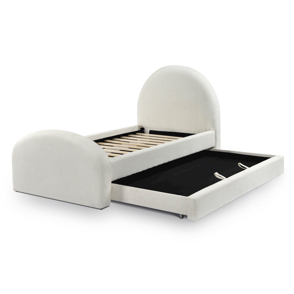 Moon Cream Boucle Twin Trundle Bed. Picture 6