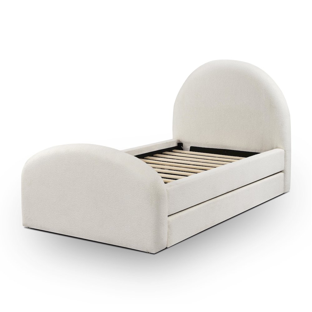 Moon Cream Boucle Twin Trundle Bed. Picture 7