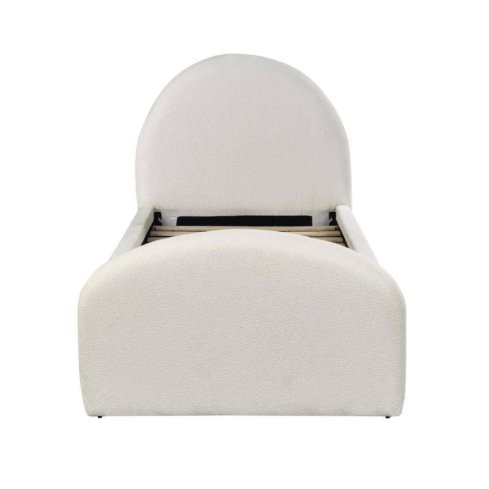 Moon Cream Boucle Twin Trundle Bed. Picture 8