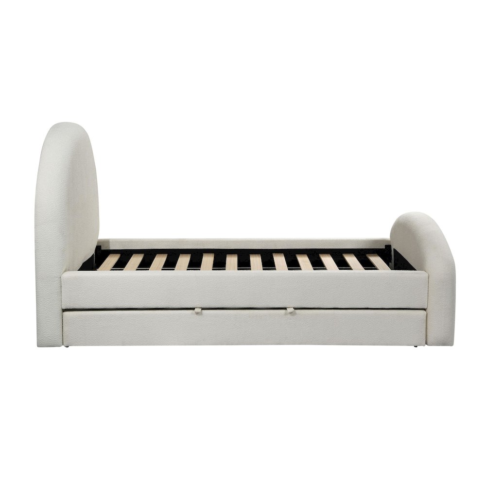 Moon Cream Boucle Twin Trundle Bed. Picture 9
