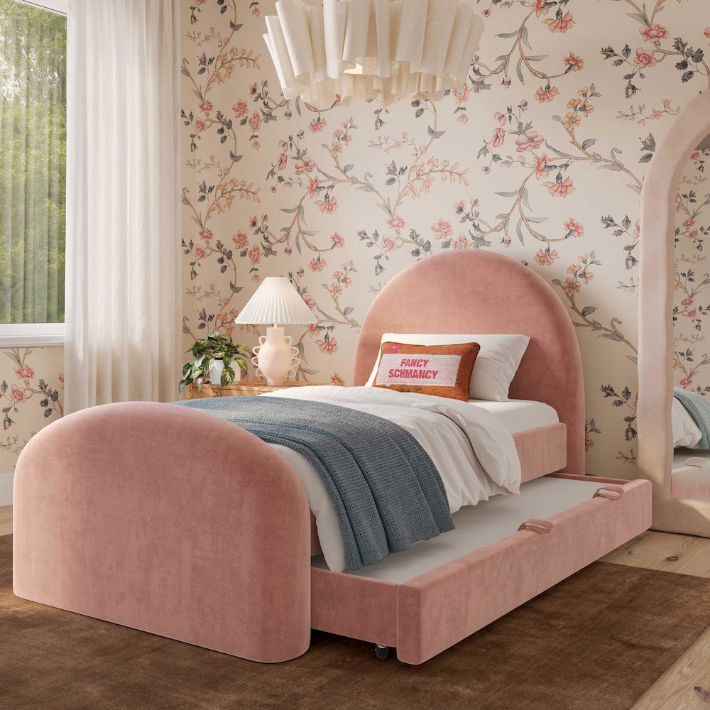 Moon Rose Upcycled Chenille Twin Bed. Picture 2