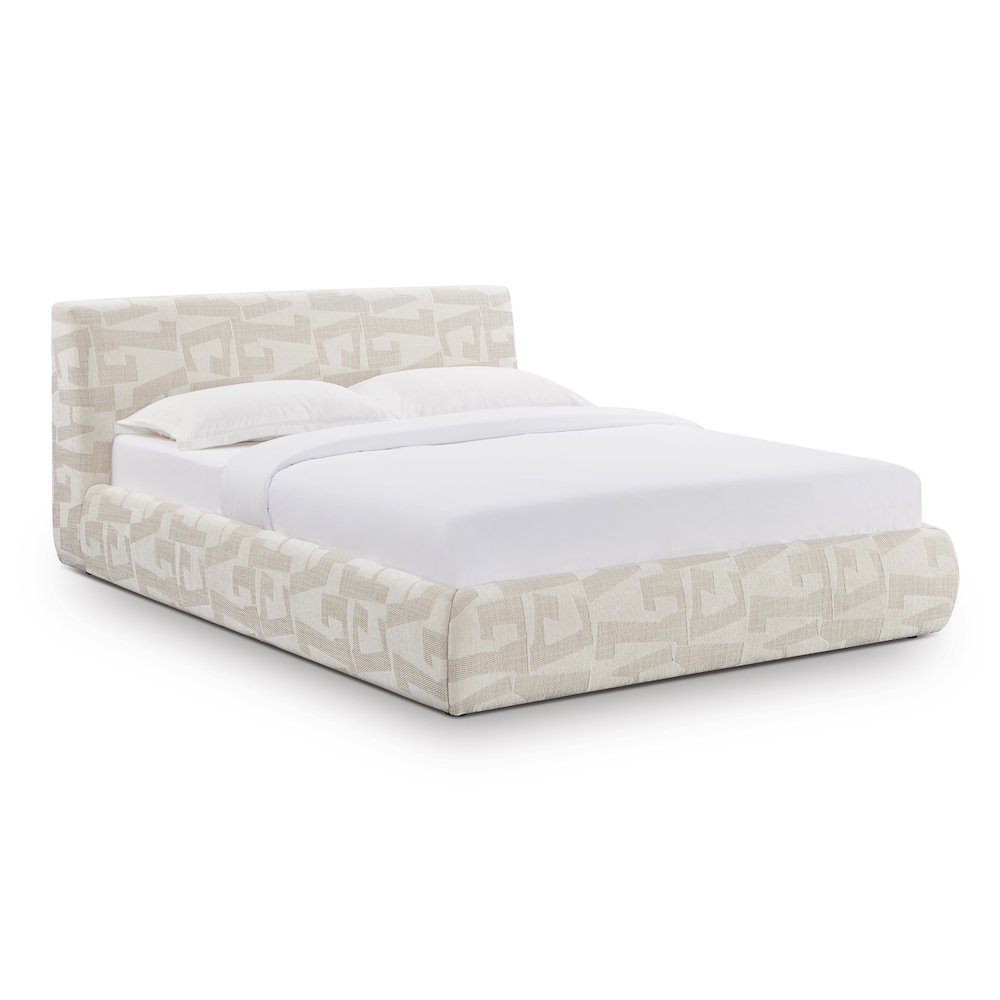 Isla Cream Jacquard Pattern Queen Bed. Picture 1