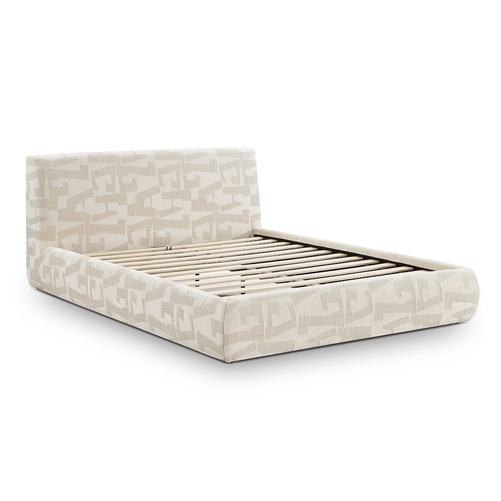 Isla Cream Jacquard Pattern Queen Bed. Picture 5