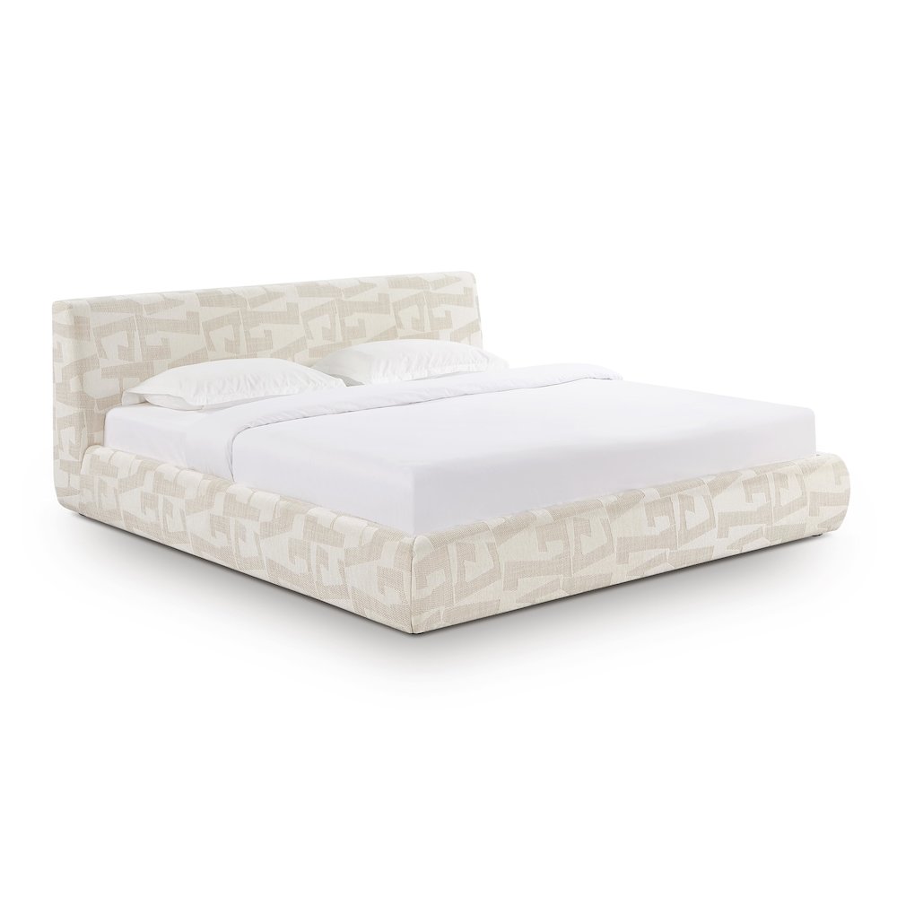 Isla Cream Jacquard Pattern King Bed. Picture 1