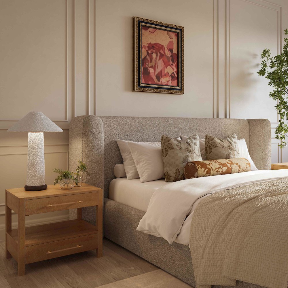 Babette Tan Boucle King Bed. Picture 2