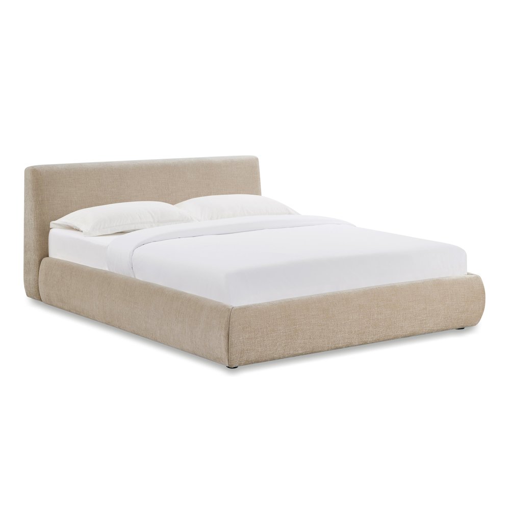 Isla Taupe Textured Velvet Queen Bed. Picture 1