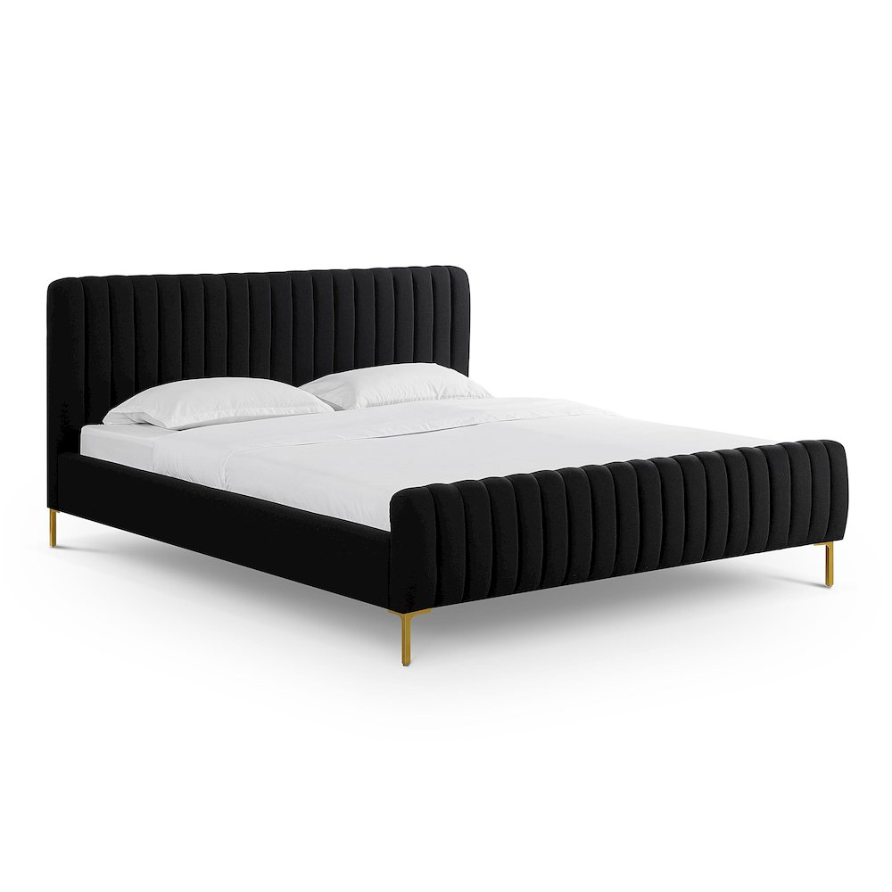 Angela Black Upcycled Linen King Bed. Picture 1