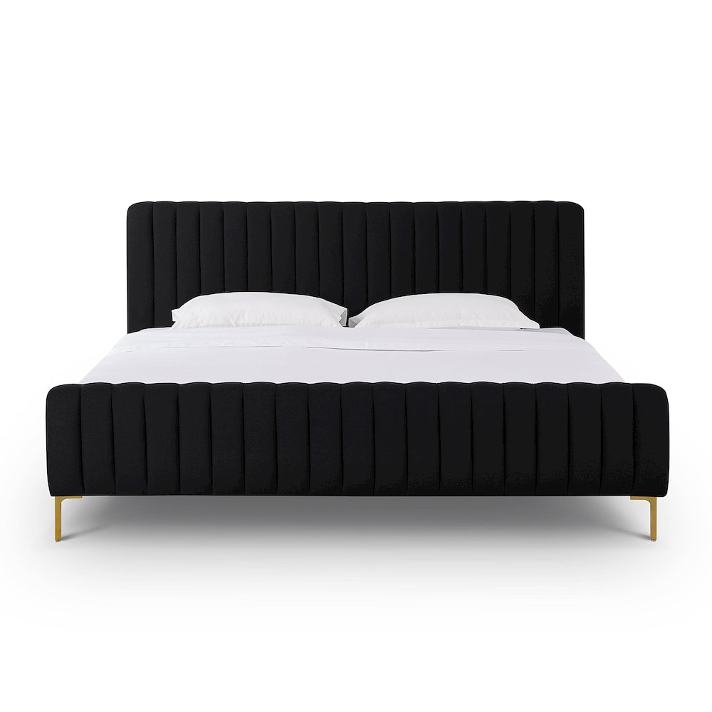 Angela Black Upcycled Linen King Bed. Picture 3