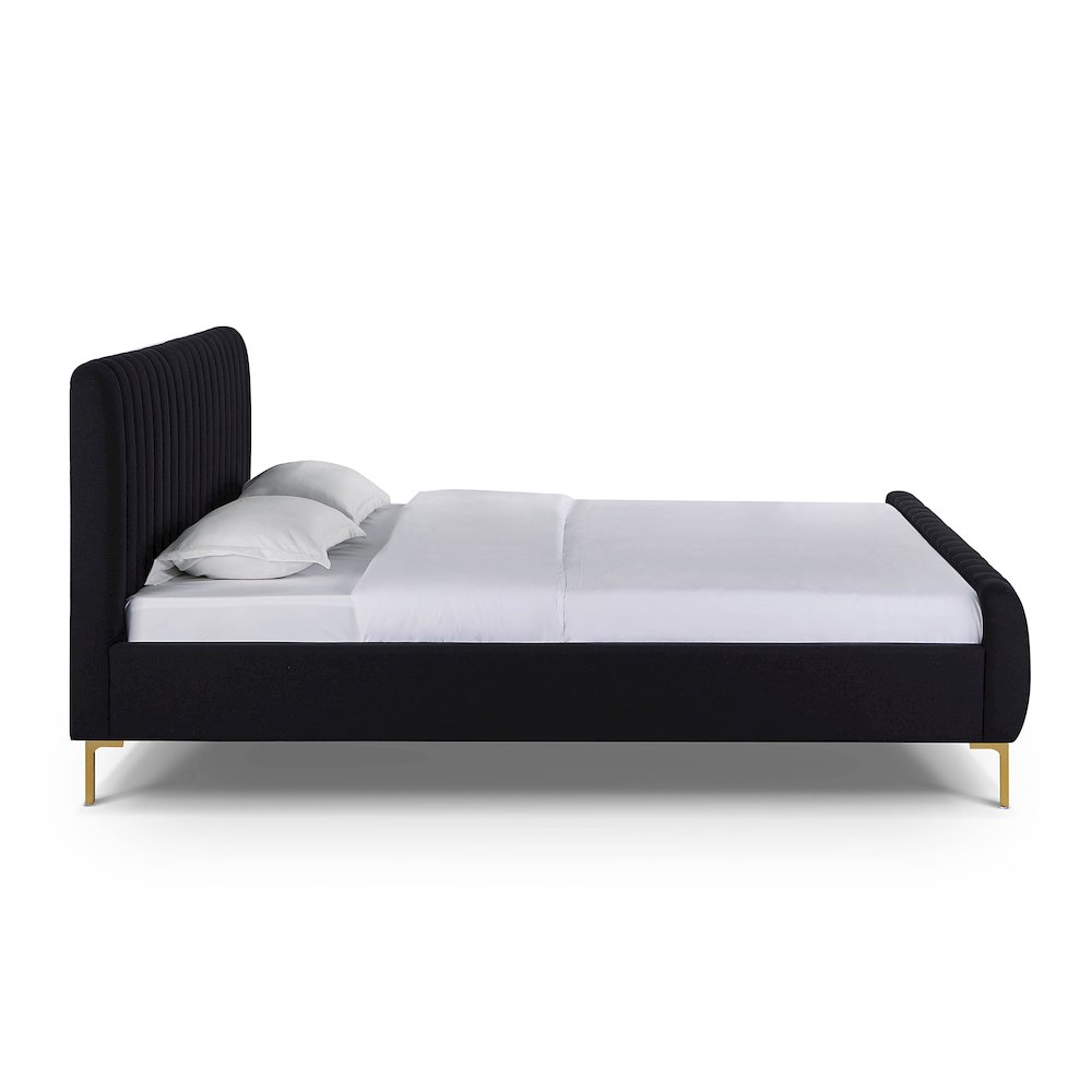 Angela Black Upcycled Linen King Bed. Picture 4