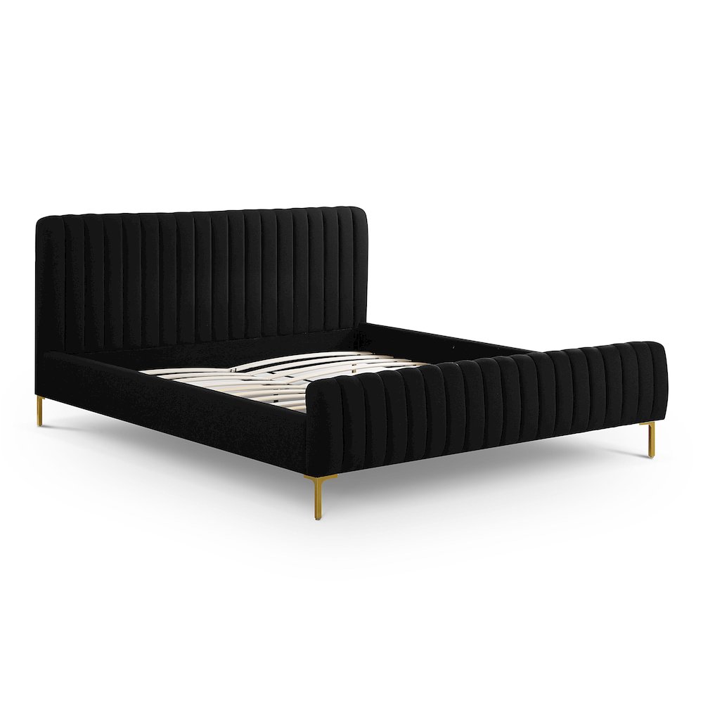 Angela Black Upcycled Linen King Bed. Picture 5