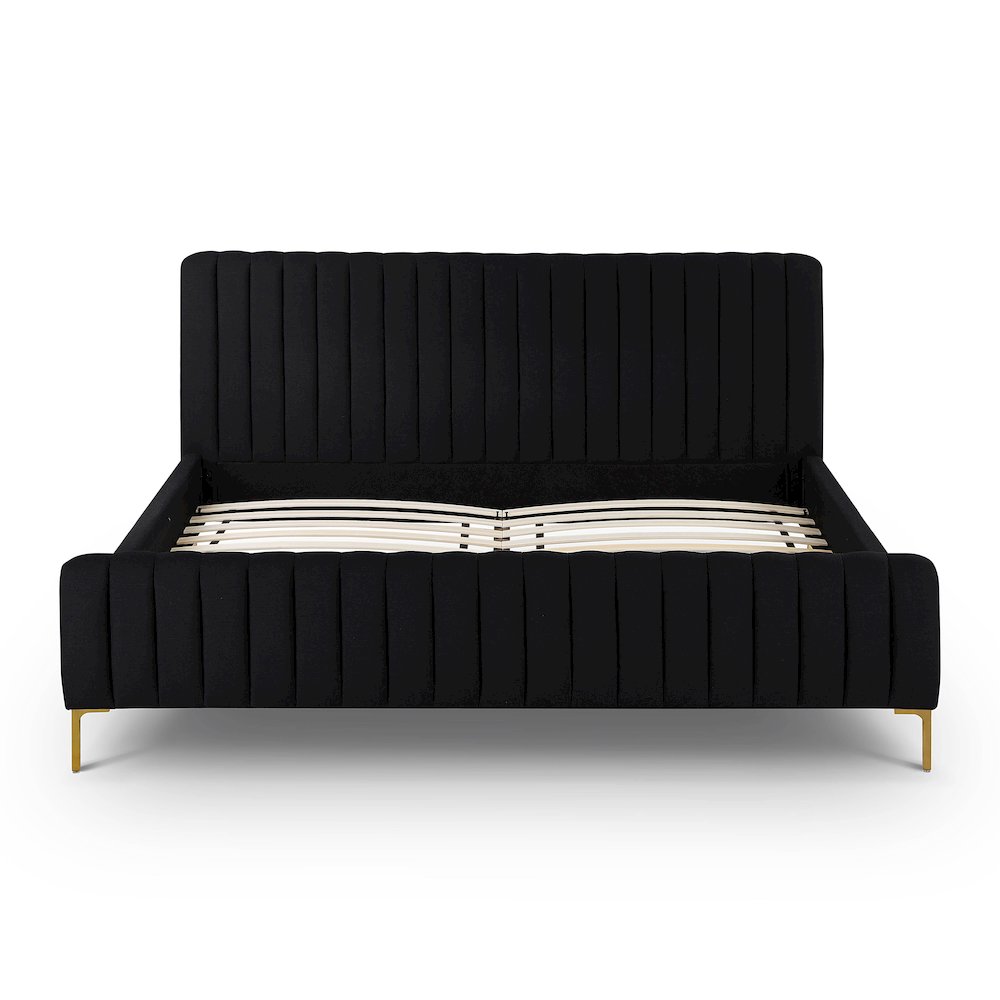 Angela Black Upcycled Linen King Bed. Picture 6