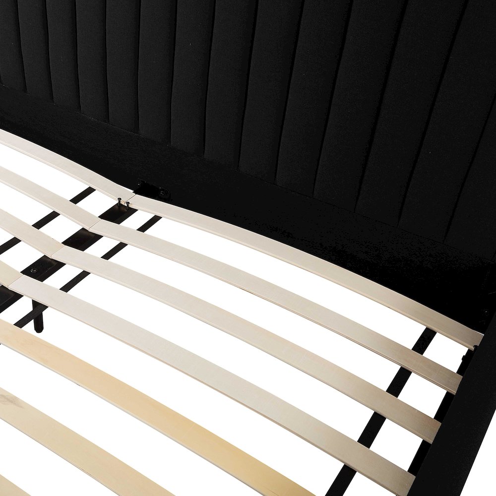 Angela Black Upcycled Linen King Bed. Picture 8