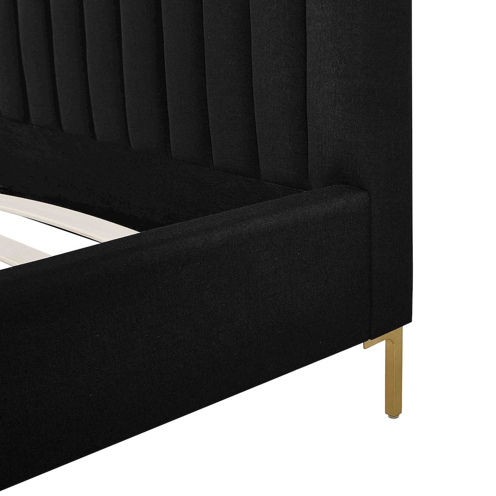 Angela Black Upcycled Linen King Bed. Picture 9