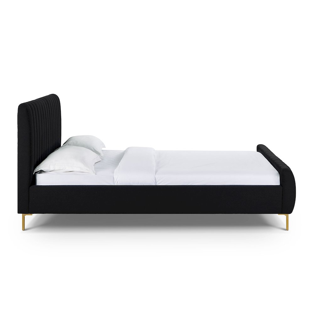 Angela Black Upcycled Linen Queen Bed. Picture 4