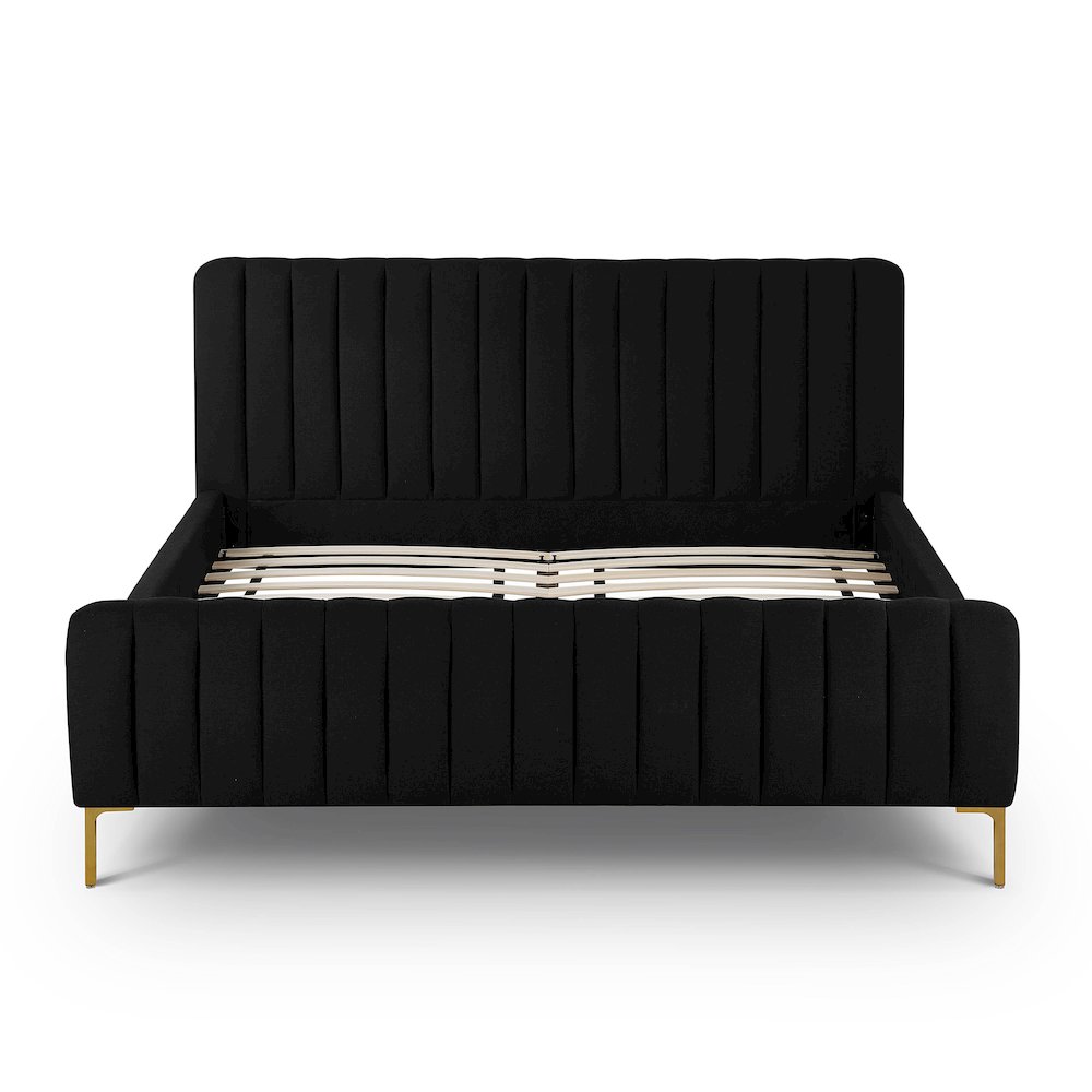Angela Black Upcycled Linen Queen Bed. Picture 6