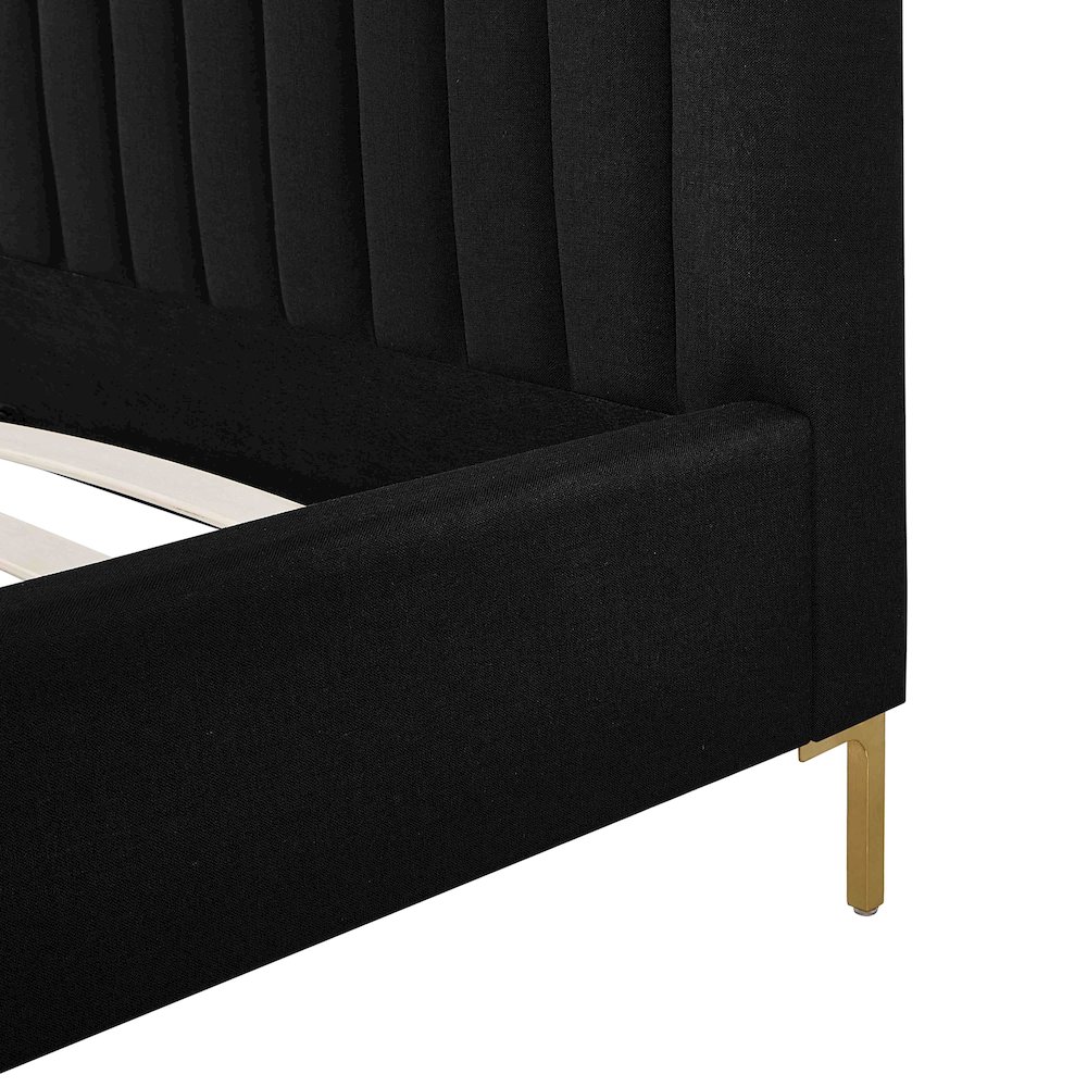 Angela Black Upcycled Linen Queen Bed. Picture 9