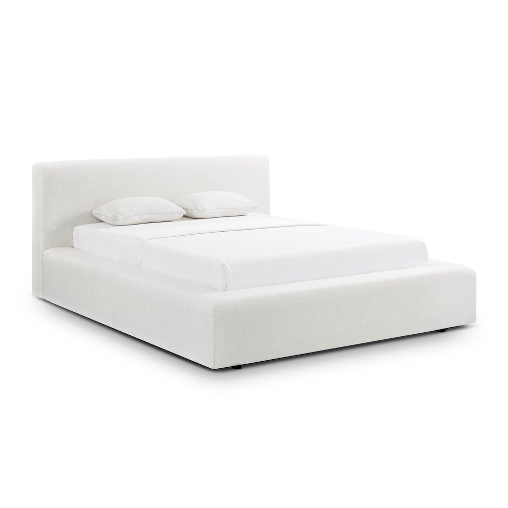 Meena Cream Upcycled Linen Storage Queen Bed. Picture 6