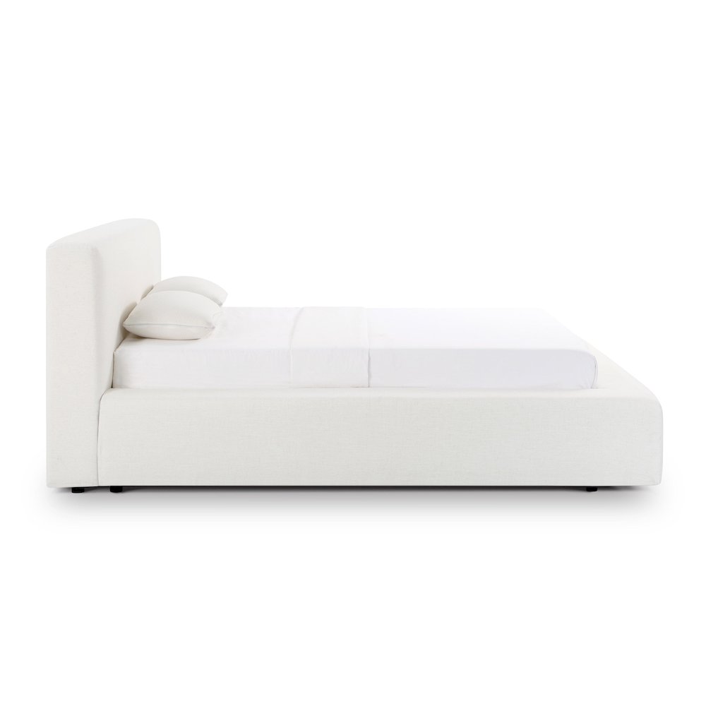 Meena Cream Upcycled Linen Storage Queen Bed. Picture 8