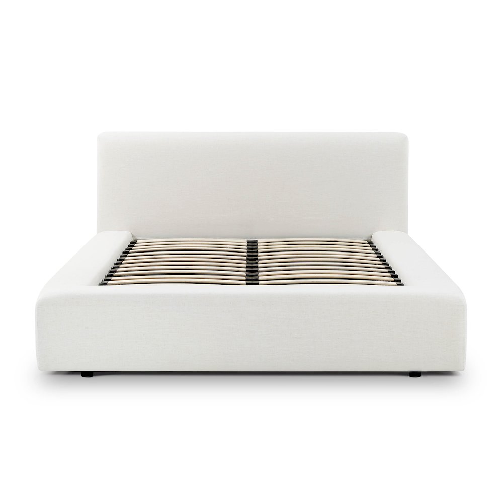 Meena Cream Upcycled Linen Storage Queen Bed. Picture 2