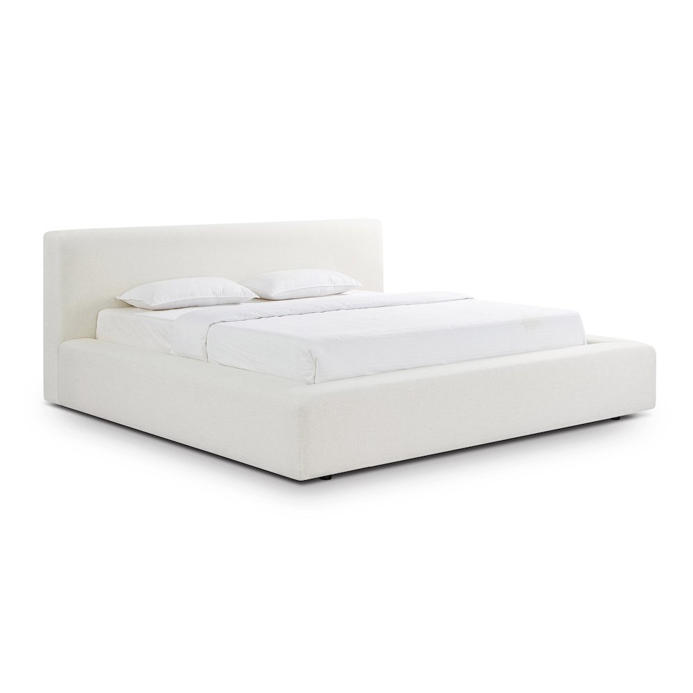 Meena Cream Upcycled Linen Storage King Bed. Picture 5