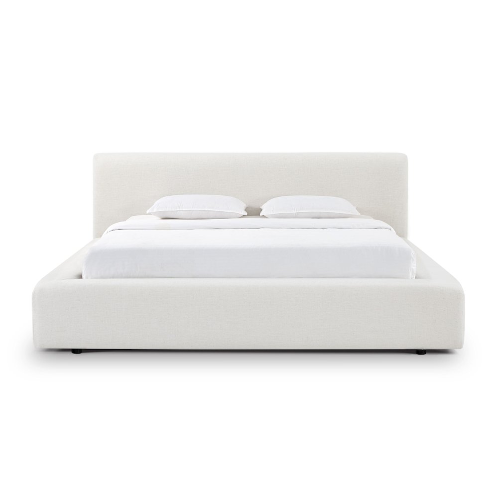 Meena Cream Upcycled Linen Storage King Bed. Picture 6