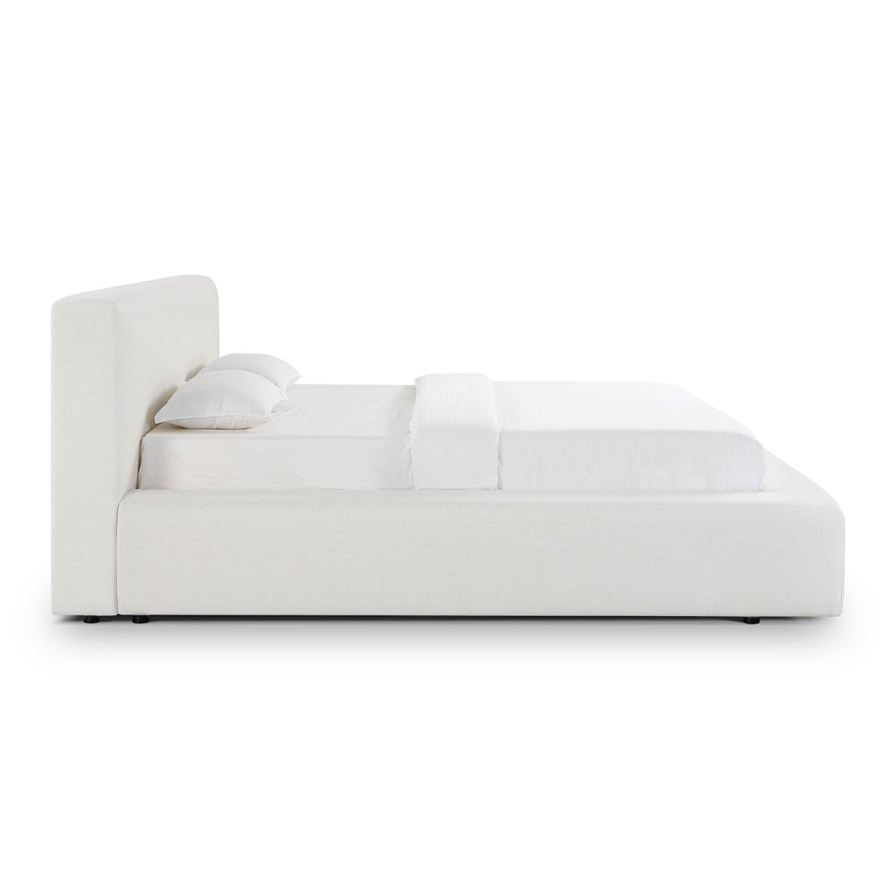 Meena Cream Upcycled Linen Storage King Bed. Picture 8