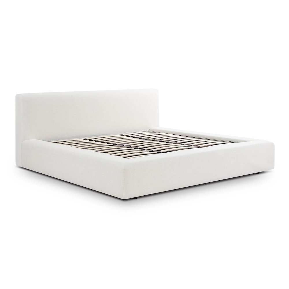 Meena Cream Upcycled Linen Storage King Bed. Picture 1
