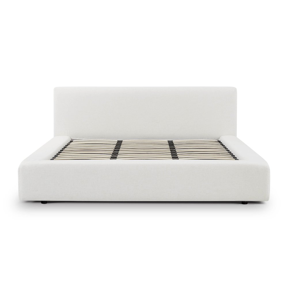Meena Cream Upcycled Linen Storage King Bed. Picture 2