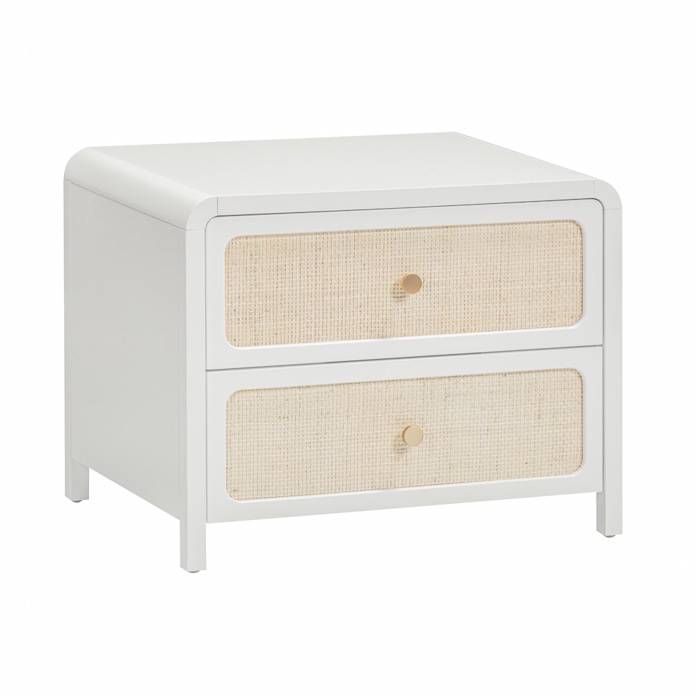 Patty White Rattan 2 Drawer Nightstand. Picture 1