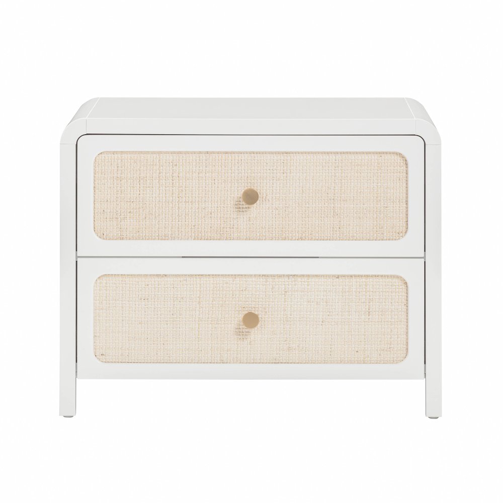 Patty White Rattan 2 Drawer Nightstand. Picture 3