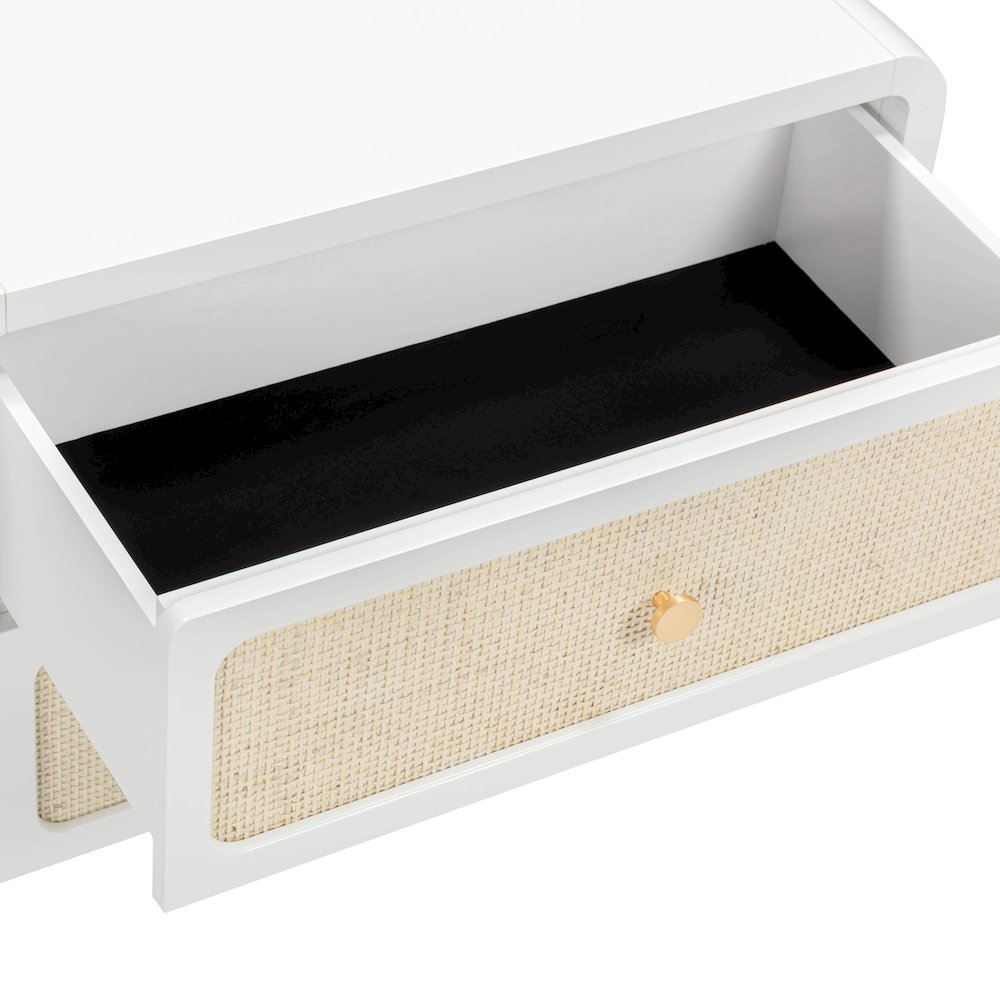 Patty White Rattan 2 Drawer Nightstand. Picture 6