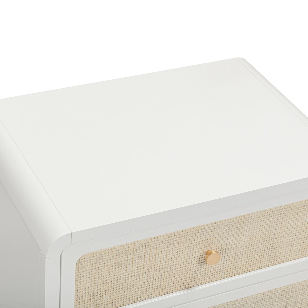 Patty White Rattan 2 Drawer Nightstand. Picture 7