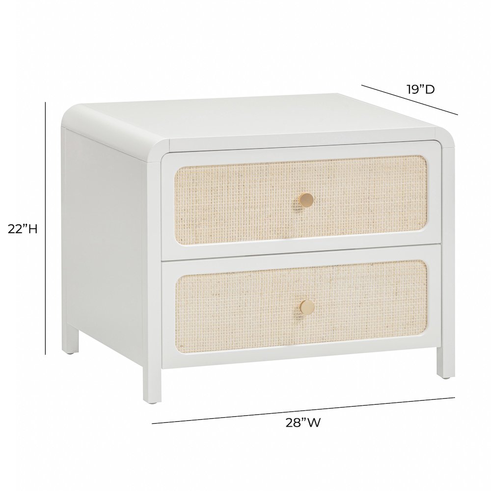 Patty White Rattan 2 Drawer Nightstand. Picture 8
