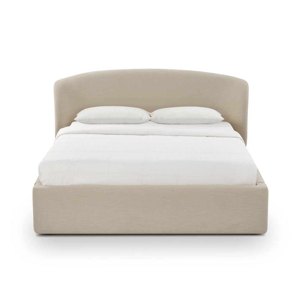 Corey Cream Upcycled Linen Queen Storage Bed. Picture 2