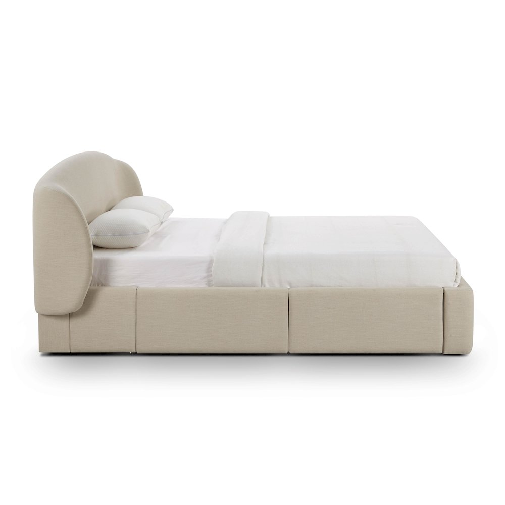 Corey Cream Upcycled Linen Queen Storage Bed. Picture 4