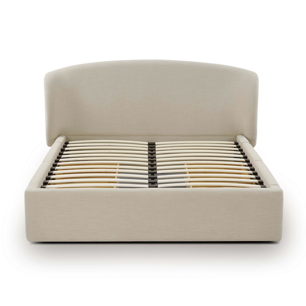 Corey Cream Upcycled Linen Queen Storage Bed. Picture 6