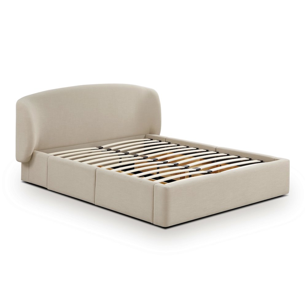 Corey Cream Upcycled Linen Queen Storage Bed. Picture 7