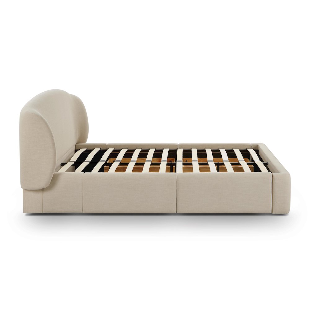 Corey Cream Upcycled Linen Queen Storage Bed. Picture 8