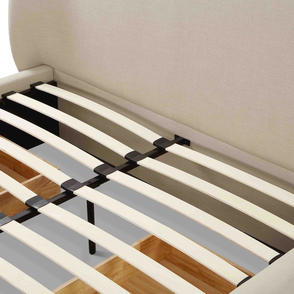 Corey Cream Upcycled Linen Queen Storage Bed. Picture 9