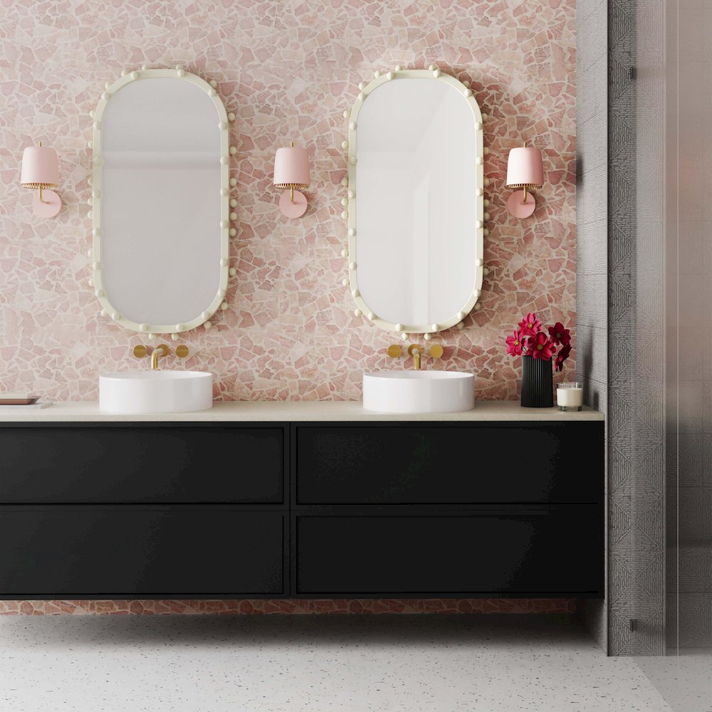 Bubbles Ivory Large Oval Wall Mirror. Picture 2