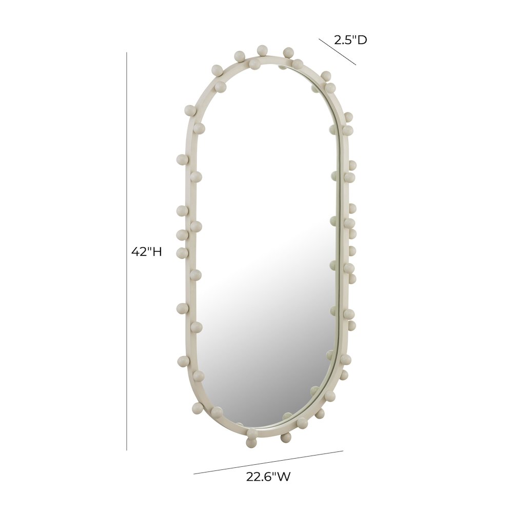 Bubbles Ivory Large Oval Wall Mirror. Picture 7