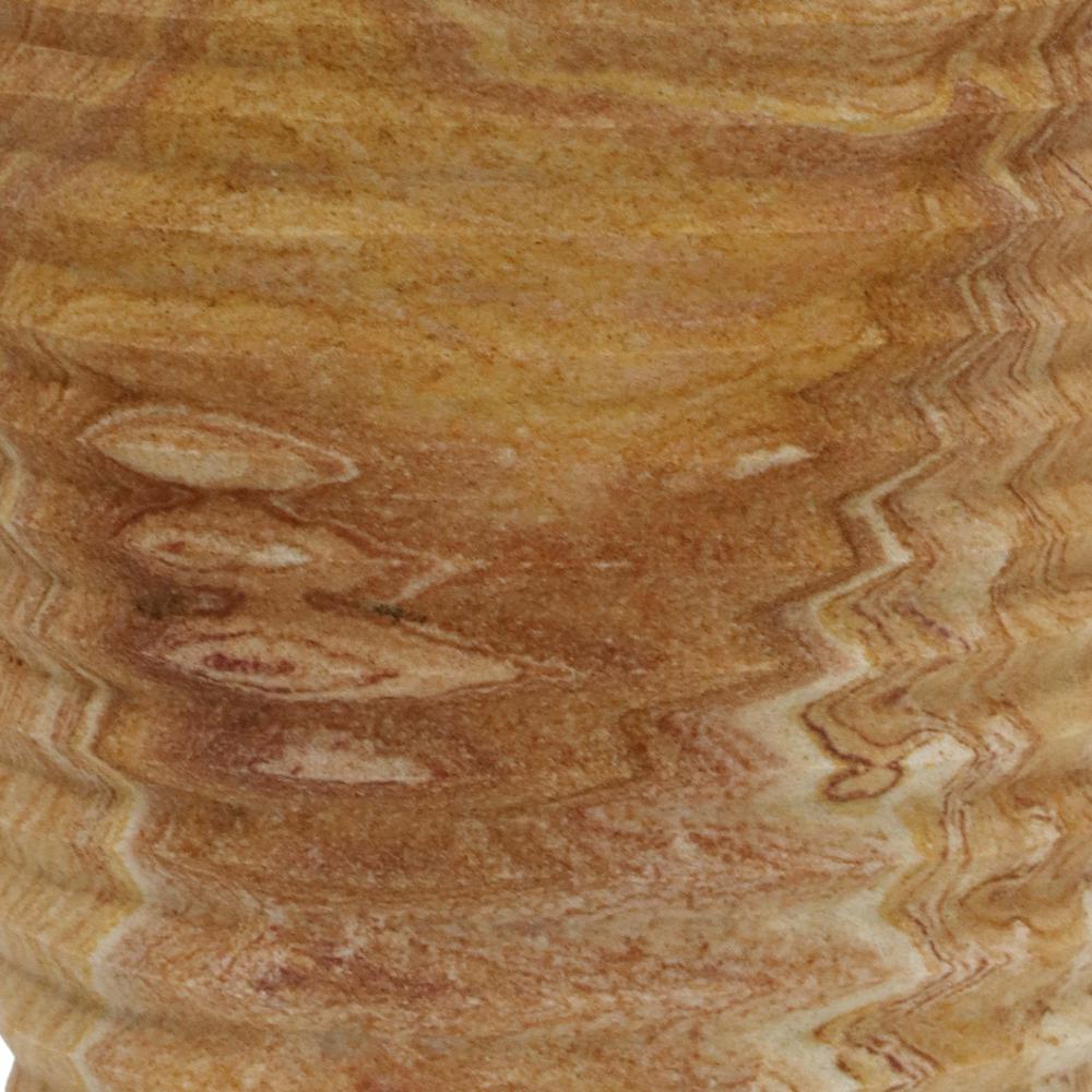 Saava Ribbed Stone Vase in Sandstone. Picture 4
