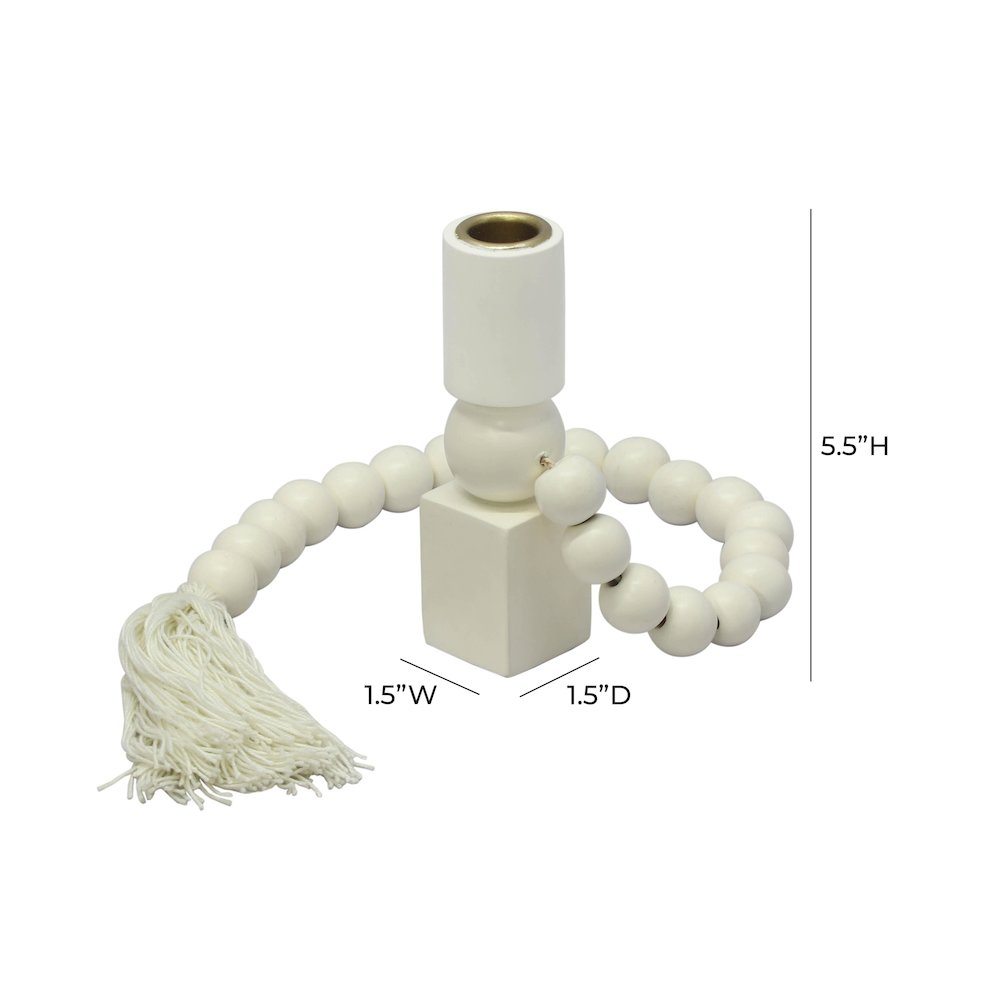 Harrison Cream Wooden Candlestick. Picture 6