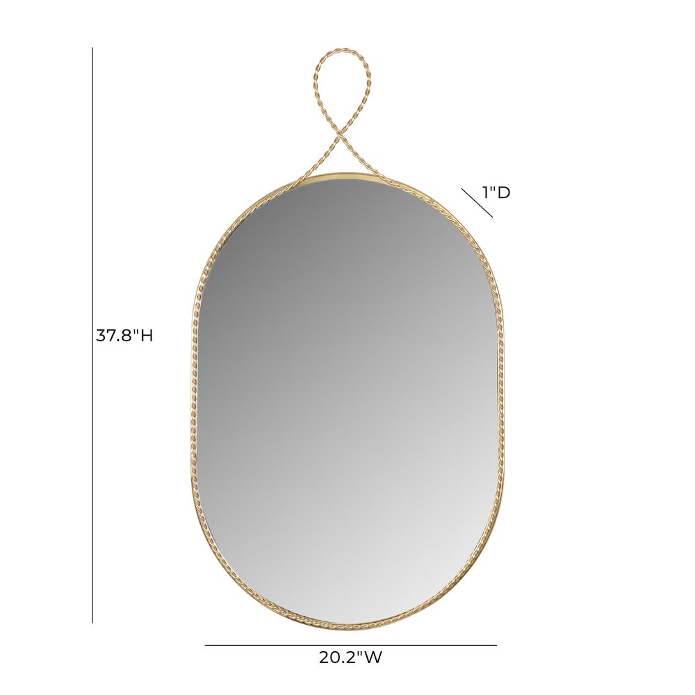 Ravina Braided Brass Oval Wall Mirror. Picture 6